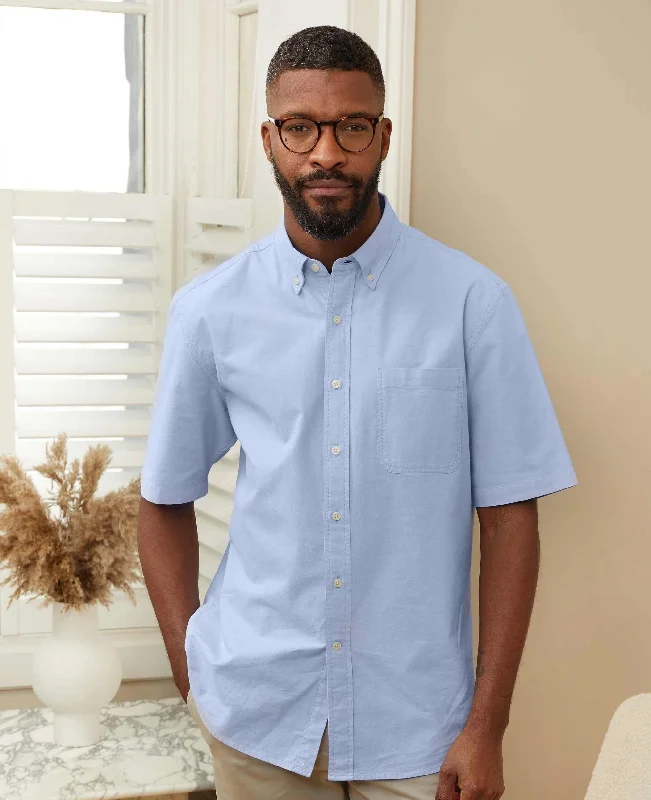 Sky Blue Classic Fit Short Sleeve Oxford Shirt