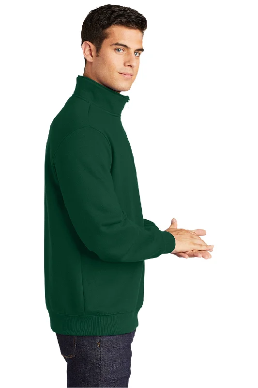 Sport-Tek Mens Shrink Resistant Fleece 1/4 Zip Sweatshirt - Forest Green