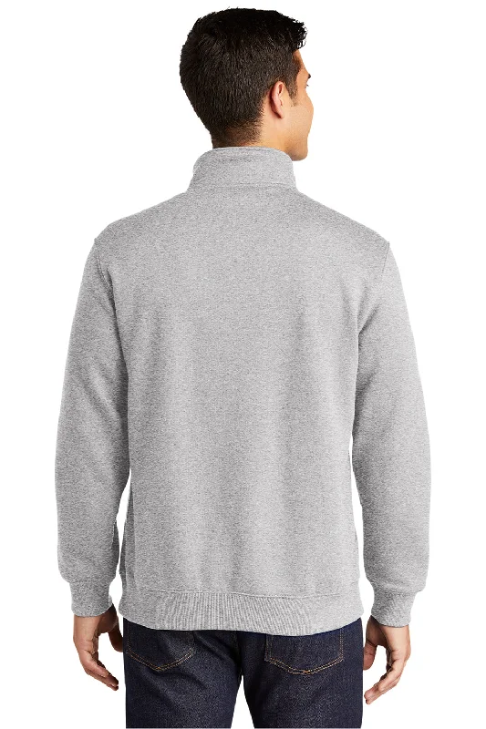 Sport-Tek Mens Shrink Resistant Fleece 1/4 Zip Sweatshirt - Heather Grey