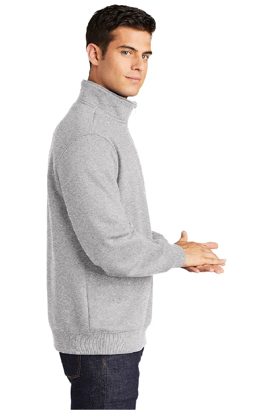 Sport-Tek Mens Shrink Resistant Fleece 1/4 Zip Sweatshirt - Heather Grey