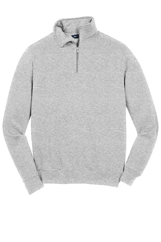 Sport-Tek Mens Shrink Resistant Fleece 1/4 Zip Sweatshirt - Heather Grey