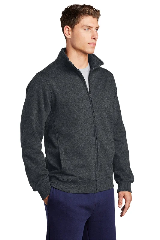 Sport-Tek Mens Shrink Resistant Fleece Full Zip Sweatshirt - Heather Graphite Grey