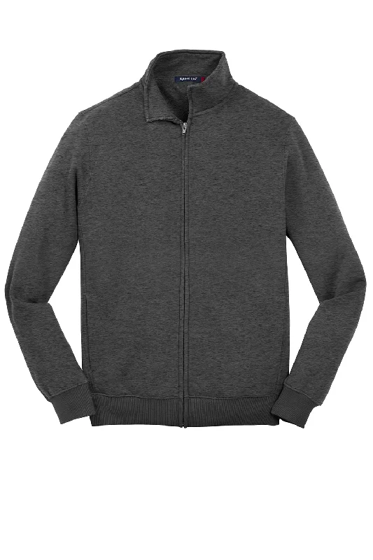 Sport-Tek Mens Shrink Resistant Fleece Full Zip Sweatshirt - Heather Graphite Grey