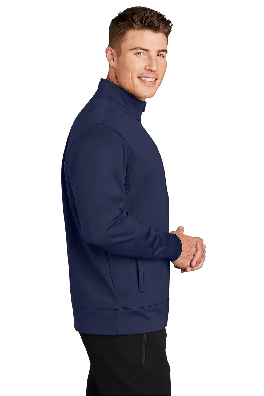 Sport-Tek Mens Sport-Wick Moisture Wicking Fleece Full Zip Sweatshirt - Navy Blue