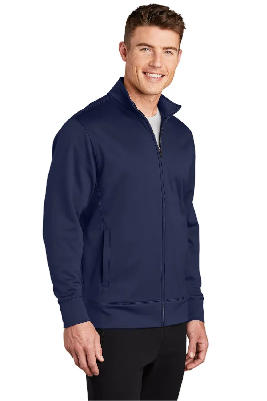 Sport-Tek Mens Sport-Wick Moisture Wicking Fleece Full Zip Sweatshirt - Navy Blue