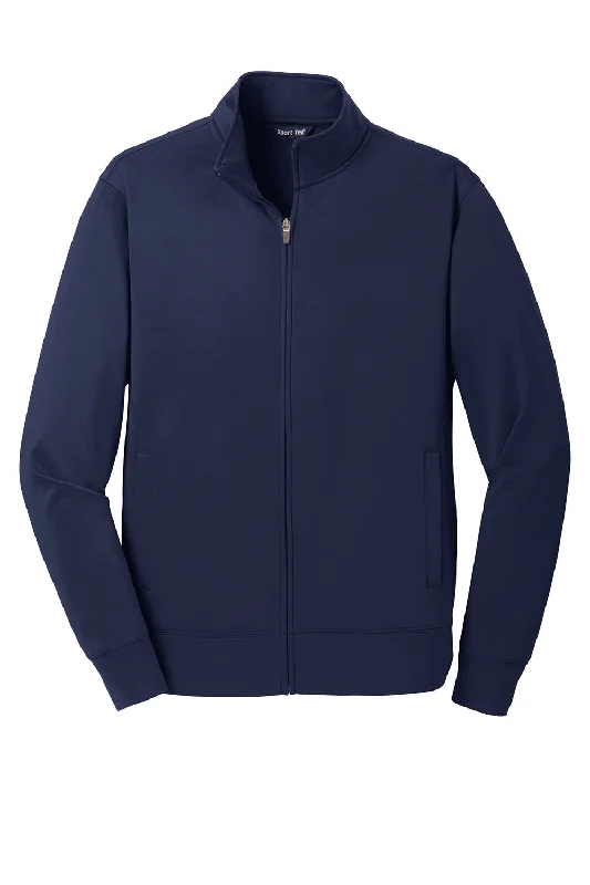 Sport-Tek Mens Sport-Wick Moisture Wicking Fleece Full Zip Sweatshirt - Navy Blue