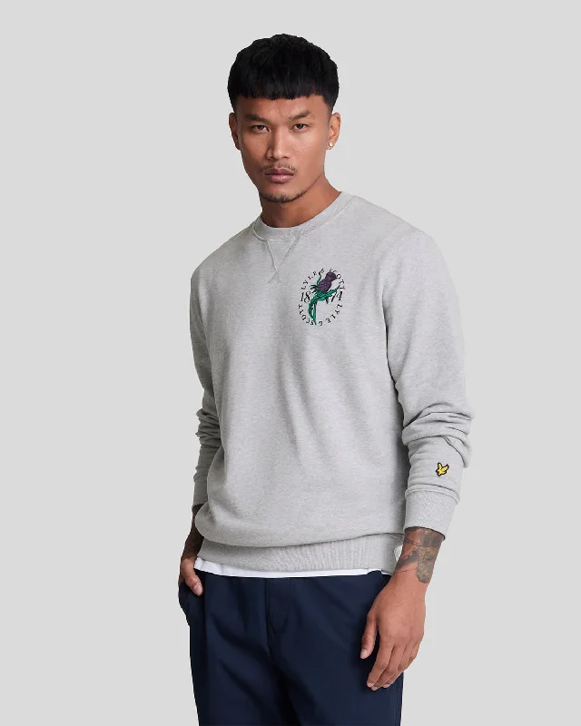 Thistle Flora Printed Crew Neck Sweatshirt