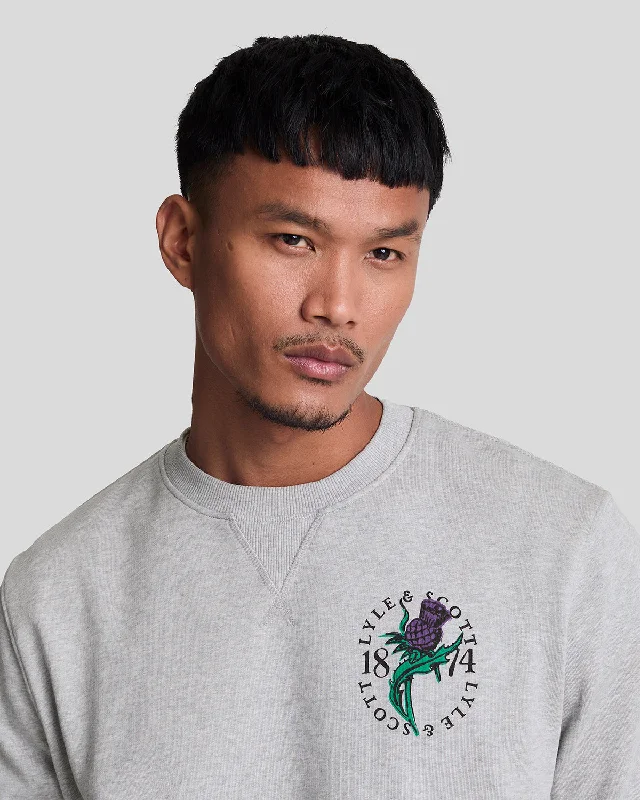 Thistle Flora Printed Crew Neck Sweatshirt