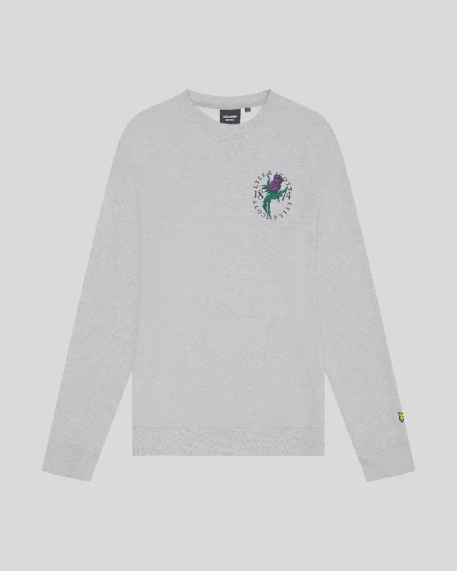 Thistle Flora Printed Crew Neck Sweatshirt