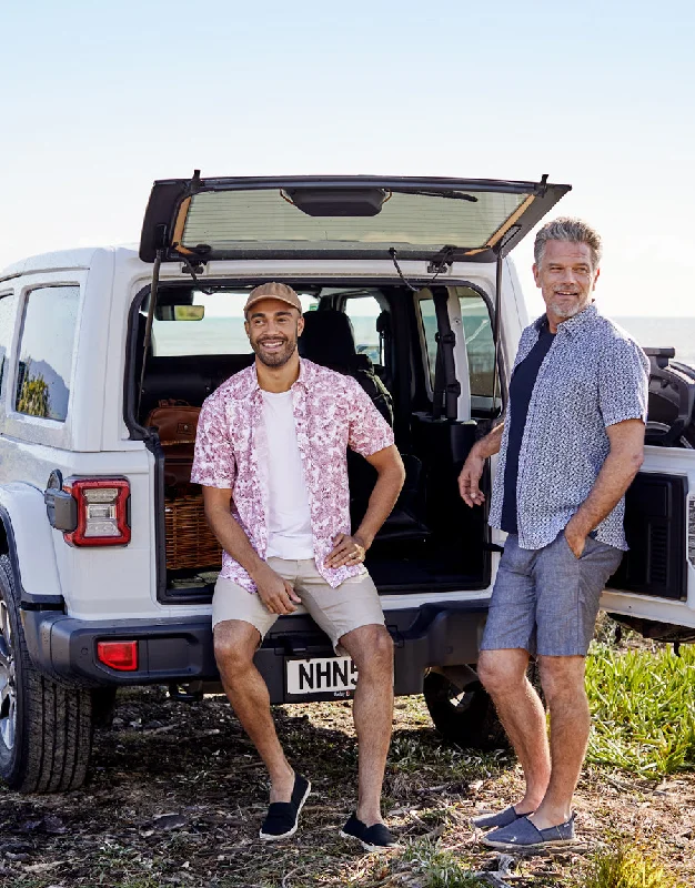 Waihi Navy Printed Short Sleeve Shirt