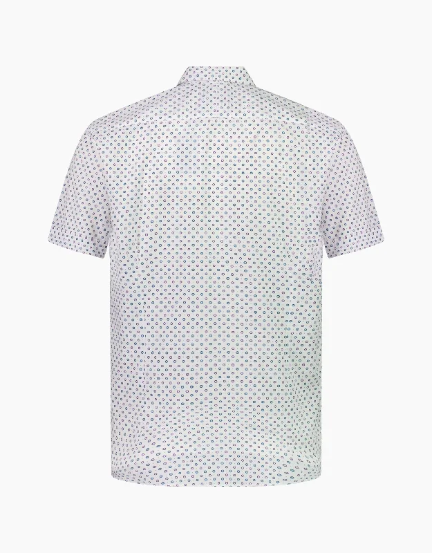 Waihi Purple & Green Spot Short Sleeve Shirt