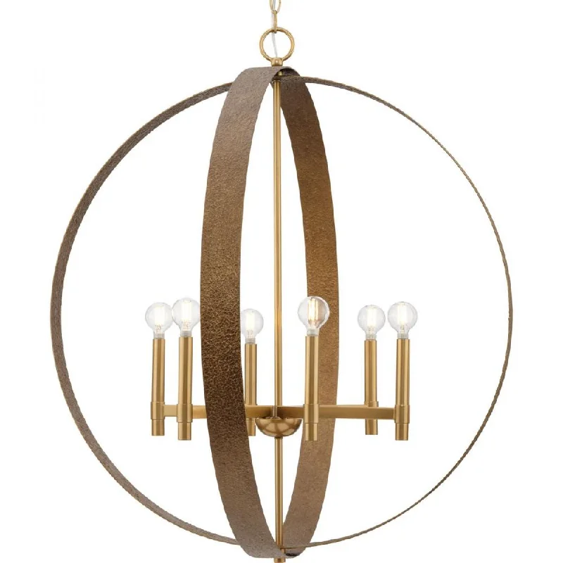 Rustic Wood Chandeliers for Country - Style HousesRustic Wood Chandeliers for Country - Style HousesAllegheny Collection Six-Light Soft Gold Rustic Modern Pendant