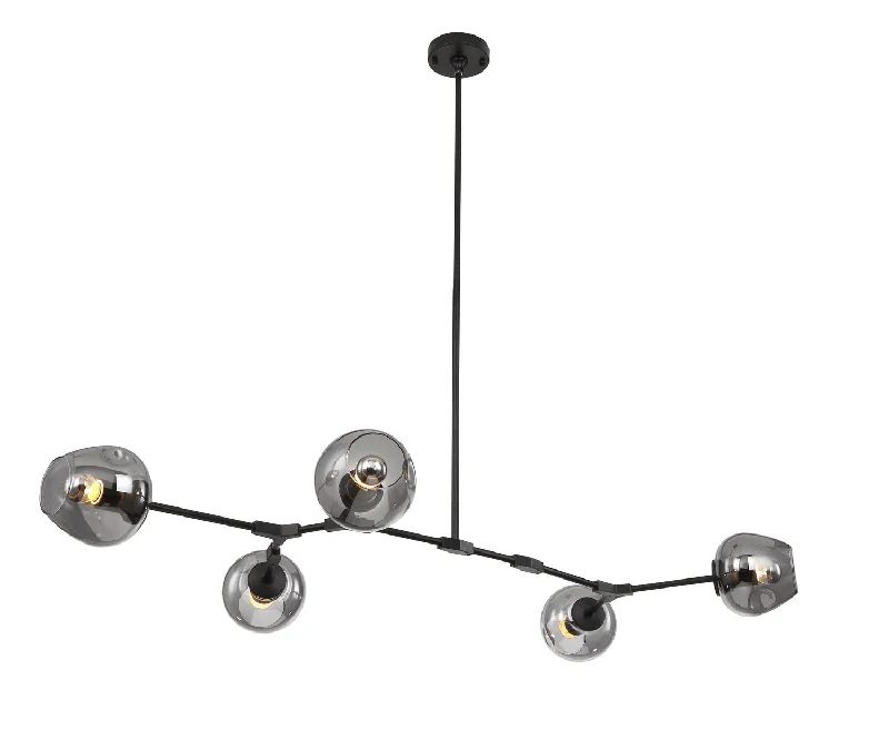 Chandeliers with Metal Frames in Silver FinishChandeliers with Metal Frames in Silver FinishBethel International SH02B-SMK Chandelier Light - Black
