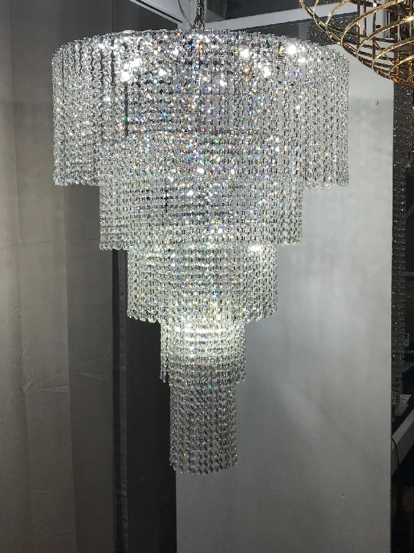 Chandeliers with Metal Frames in Silver FinishChandeliers with Metal Frames in Silver FinishCrystal Chandelier W:30 x H:46 Genuine Magnificent Crystal Prisms 47 Lights Chandeliers with Metal Frames in Silver FinishChandeliers with Metal Frames in Silver FinishCrystal Chandelier W:30 x H:46 Genuine Magnificent Crystal Prisms 47 Lights