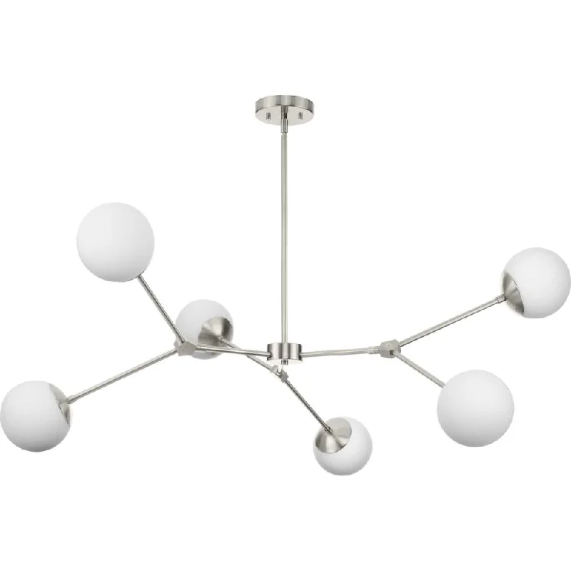 Ceiling - Mounted Chandeliers for Standard CeilingsCeiling - Mounted Chandeliers for Standard CeilingsHaas Collection Six-Light Brushed Nickel Mid-Century Modern Chandelier Ceiling - Mounted Chandeliers for Standard CeilingsCeiling - Mounted Chandeliers for Standard CeilingsHaas Collection Six-Light Brushed Nickel Mid-Century Modern Chandelier