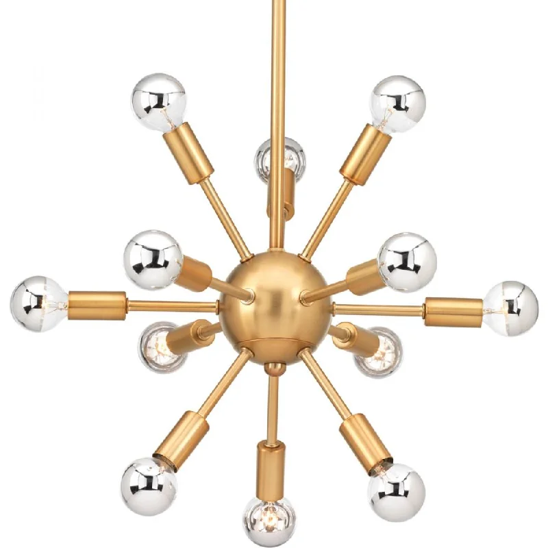 Chandeliers with Metal Frames in Black FinishChandeliers with Metal Frames in Black FinishIon Collection Twelve-Light Brushed Bronze Mid-Century Modern Chandelier Light