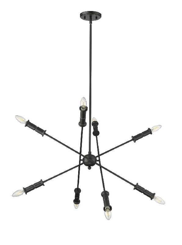 Chandeliers with Metal Frames in Black FinishChandeliers with Metal Frames in Black FinishPotiss Eight Light Chandelier Chandeliers with Metal Frames in Black FinishChandeliers with Metal Frames in Black FinishPotiss Eight Light Chandelier