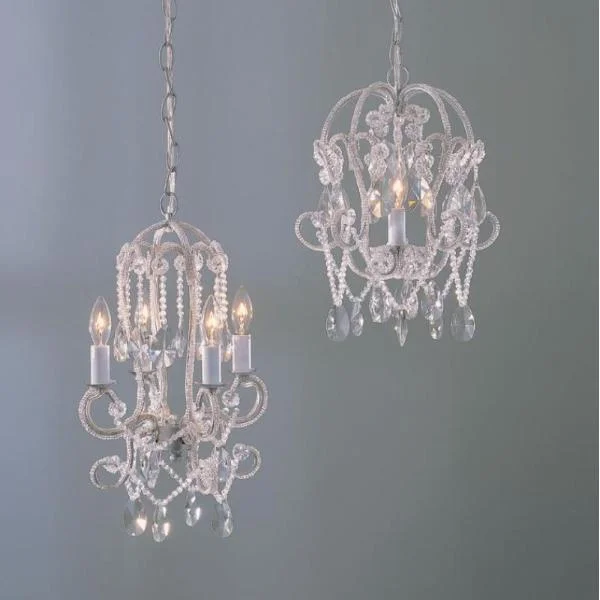 Chandeliers with Metal Frames in Bronze FinishChandeliers with Metal Frames in Bronze FinishMiniature Beaded Chandelier - White