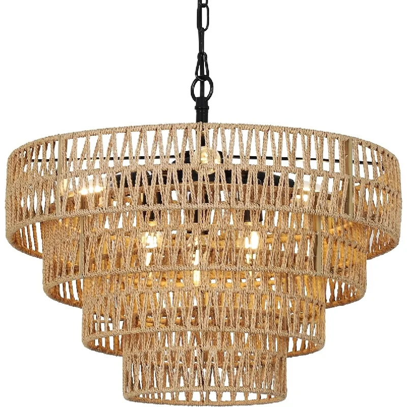 Chandeliers for Living Rooms to Create a Focal PointChandeliers for Living Rooms to Create a Focal PointRattan Chandelier, 6-Light Light Fixture, Wicker Pendant Lighting, 4-Tier Woven Lampshade, Large Farmhouse Chandeliers(20")