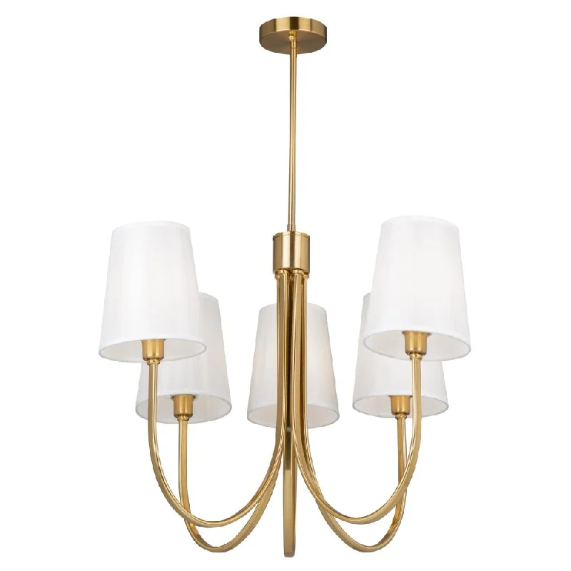 Chandeliers with Metal Frames in Gold FinishChandeliers with Metal Frames in Gold FinishRhythm 5 Light Chandelier Brushed Gold