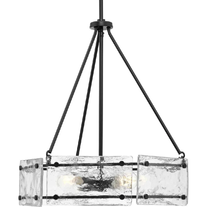 Large Chandeliers for Grand Halls and FoyersLarge Chandeliers for Grand Halls and FoyersRivera Collection Four-Light Matte Black Luxe Industrial Chandelier