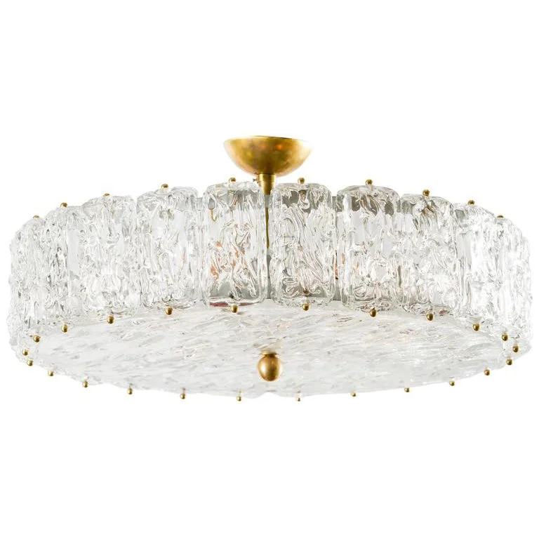 Chandeliers with Metal Frames in Gold FinishChandeliers with Metal Frames in Gold FinishStamped Murano Glass Chandelier