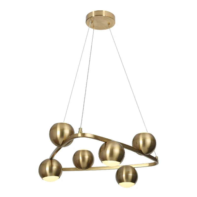 Chandeliers with Colored Glass for a Splash of ColorChandeliers with Colored Glass for a Splash of ColorStellevernic 6-Light Small Brass LED Chandelier