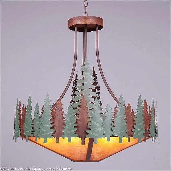 Scandinavian Style Ceiling Lights with Light Wood AccentsScandinavian Style Ceiling Lights with Light Wood AccentsAvalanche Ranch Crestline-Pine Tree A40542AM-HR-04 Pendant Light - Pine Green/Rust Patina
