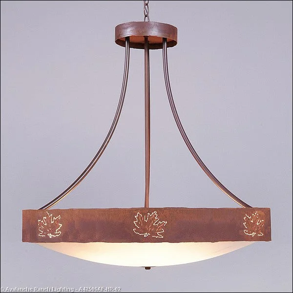 Industrial Style Ceiling Lights with Exposed Bulbs and Metal CagesIndustrial Style Ceiling Lights with Exposed Bulbs and Metal CagesAvalanche Ranch Ridgemont-Maple Cutout A42506AF-HR-02 Pendant Light - Rust Patina