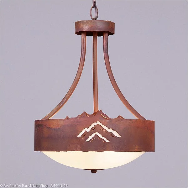 Glass Ceiling Lights with Frosted, Colored, or Etched GlassGlass Ceiling Lights with Frosted, Colored, or Etched GlassAvalanche Ranch Ridgemont-Mountain Cutout A44441-02 Pendant Light - Rust Patina Glass Ceiling Lights with Frosted, Colored, or Etched GlassGlass Ceiling Lights with Frosted, Colored, or Etched GlassAvalanche Ranch Ridgemont-Mountain Cutout A44441-02 Pendant Light - Rust Patina