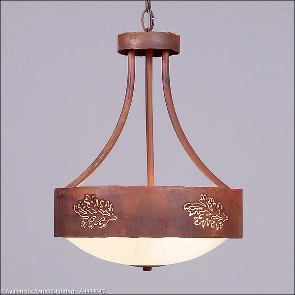 Victorian - Inspired Ceiling Lights with Ornate Crystal ChandeliersVictorian - Inspired Ceiling Lights with Ornate Crystal ChandeliersAvalanche Ranch Ridgemont-Cedar Bough Cutout A44448-02 Pendant Light - Rust Patina