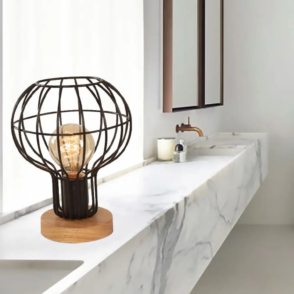 bohemian table lamps with colorful patterns for eclectic bedroomsbohemian table lamps with colorful patterns for eclectic bedroomsIndustrial Stylish Table Lamp with Wire Guard for Bedroom - Metal and Wood Task Lamp in Black