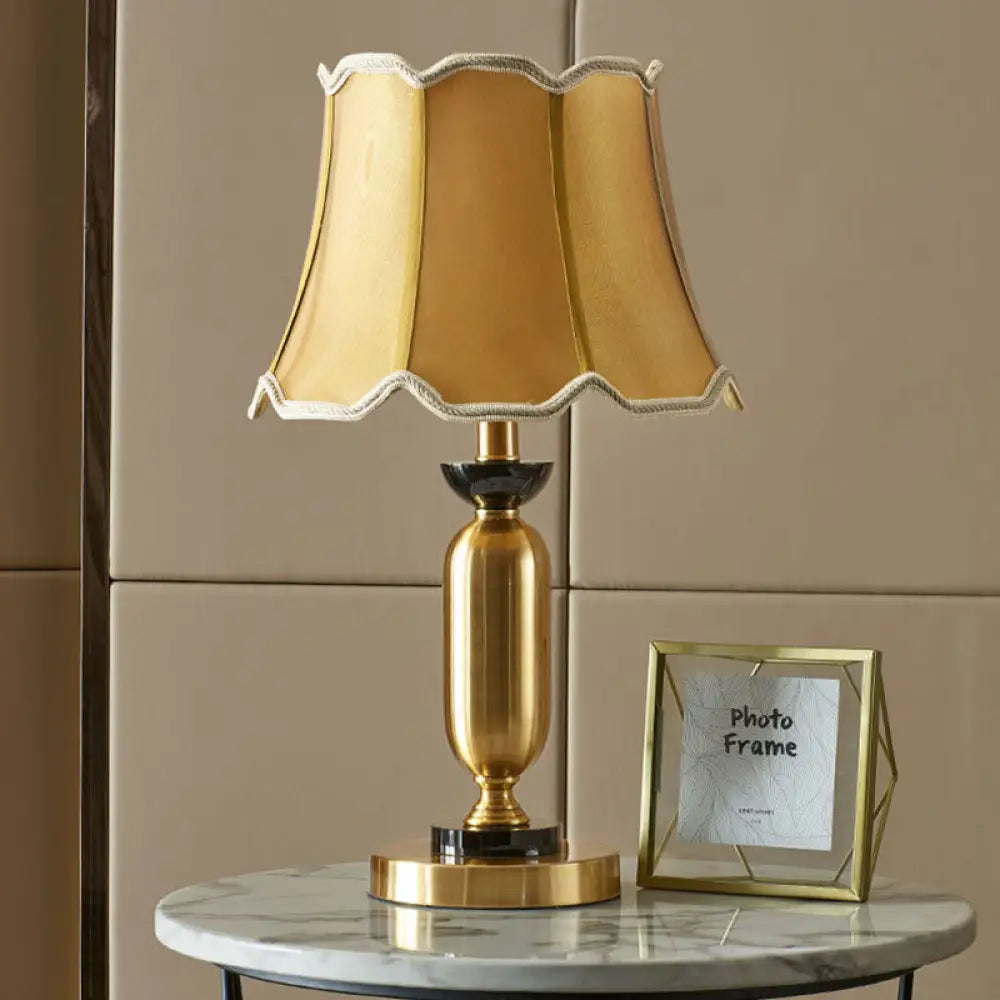 victorian style table lamps with ornate details for traditional homesvictorian style table lamps with ornate details for traditional homesScalloped Bell Table Lamp: Traditional White/Yellow Fabric, 1-Light Night Lighting with Elliptical Base