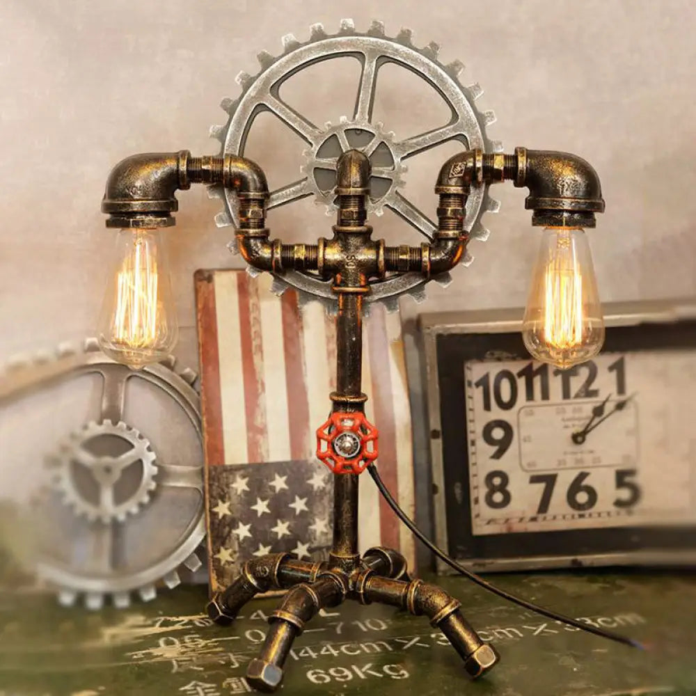 mid century modern table lamps with iconic designs for a stylish studymid century modern table lamps with iconic designs for a stylish studyAntique Brass Bedroom Standing Light: 2-Light Table Lighting with Water Pipe and Gear Wrought Iron