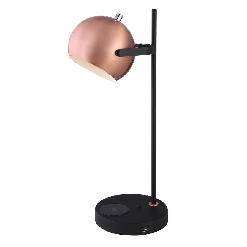 bohemian table lamps with colorful patterns for eclectic bedroomsbohemian table lamps with colorful patterns for eclectic bedrooms20"H Metal Table Lamp with Wireless Phone Charger and USB Port- Copper/ Matte Black