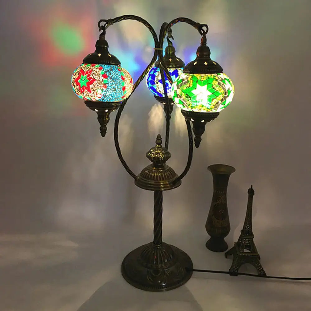 bohemian table lamps with colorful patterns for eclectic bedroomsbohemian table lamps with colorful patterns for eclectic bedroomsMoroccan Glass Night Light with Multiple Light Heads - White/Green/Yellow Elliptical Design