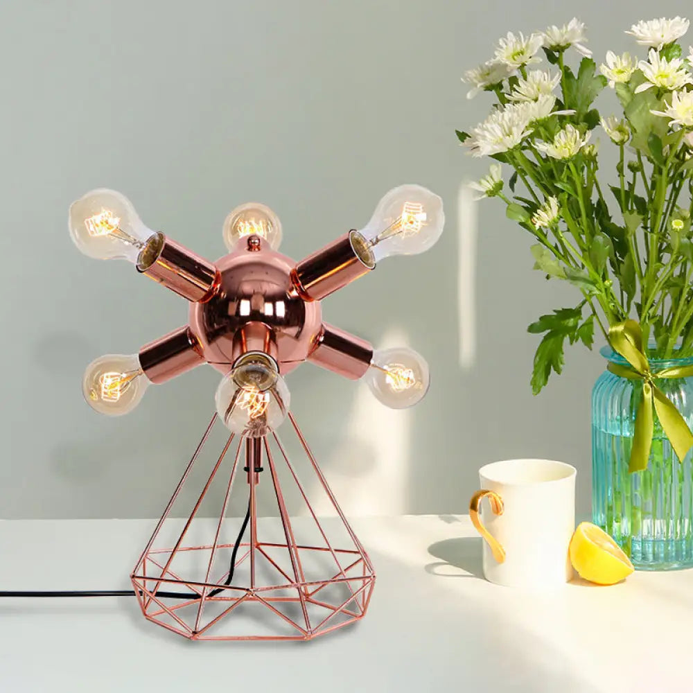 metal table lamps with a matte black finish for a sleek appearancemetal table lamps with a matte black finish for a sleek appearanceRetro-Style Metal Table Lamp with Diamond Base - 6/9-Head Bare Bulb, Copper Finish - Bedroom Lighting Solution