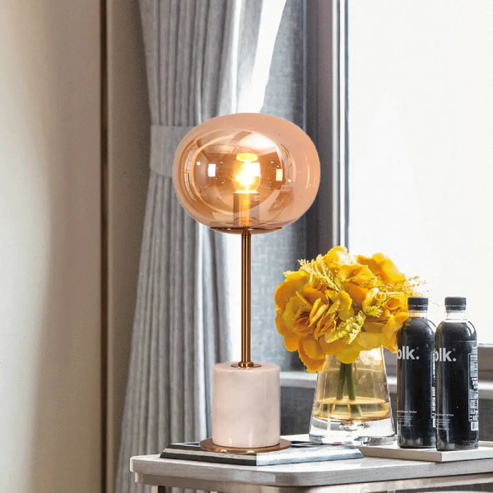 rustic farmhouse table lamps for cozy kitchensrustic farmhouse table lamps for cozy kitchensModernist Amber Glass Oval Task Lamp with Marble Base