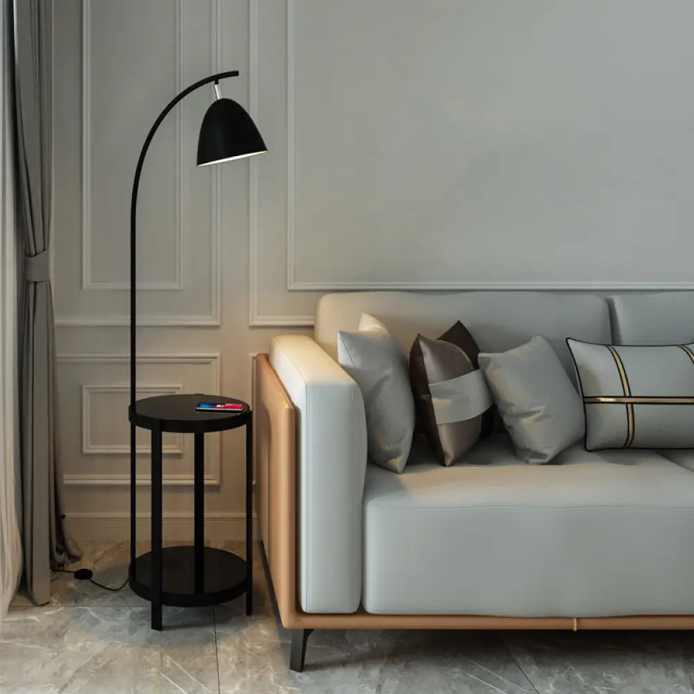 metal table lamps with a matte black finish for a sleek appearancemetal table lamps with a matte black finish for a sleek appearanceModern Metal Floor Lamp with 2-Tiered Tray for Living Room Reading