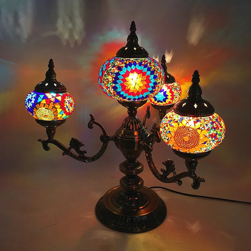 coastal style table lamps with nautical elements for beach housescoastal style table lamps with nautical elements for beach housesBohemia Oval Stained Glass Nightstand Light - 4 Bulbs - Red/Yellow/Orange - Bedroom Lighting
