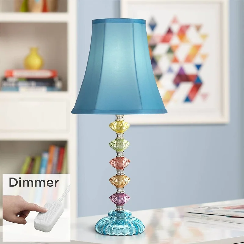 bohemian table lamps with colorful patterns for eclectic bedroomsbohemian table lamps with colorful patterns for eclectic bedroomsBohemian Teal Blue Stacked Glass Lamp with Table Top Dimmer - 21" x 9"