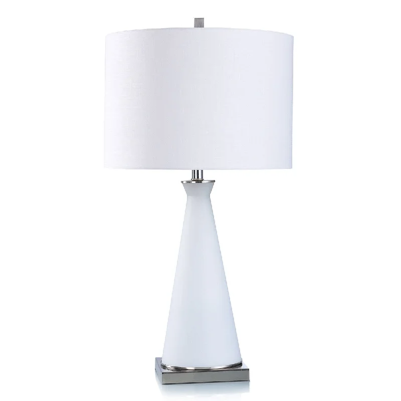 bohemian table lamps with colorful patterns for eclectic bedroomsbohemian table lamps with colorful patterns for eclectic bedroomsDann Foley - Lifestyle Table Lamp - Polished Nickel - White Finish - White Shade