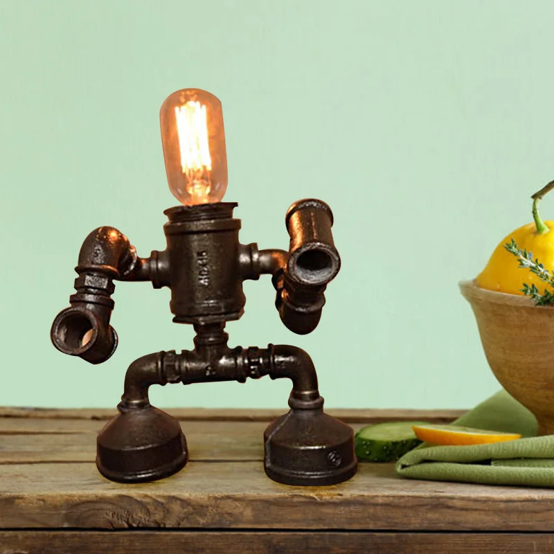 modern minimalist table lamps for contemporary living roomsmodern minimalist table lamps for contemporary living roomsSteampunk Metal Robot Table Lamp with Exposed Bulb - Black, 1-Light Restaurant Table Light