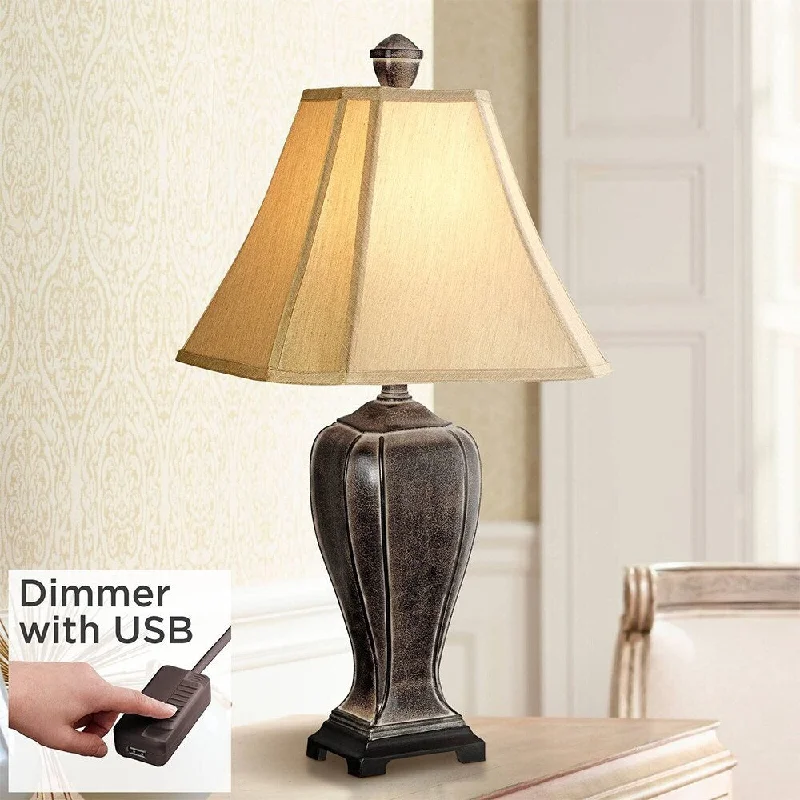 industrial style table lamps with exposed bulbs for loft apartmentsindustrial style table lamps with exposed bulbs for loft apartmentsFarmhouse Table Lamp 28 1/2" Tall USB Port Desert Crackle Bell Shade - 14" x 28"