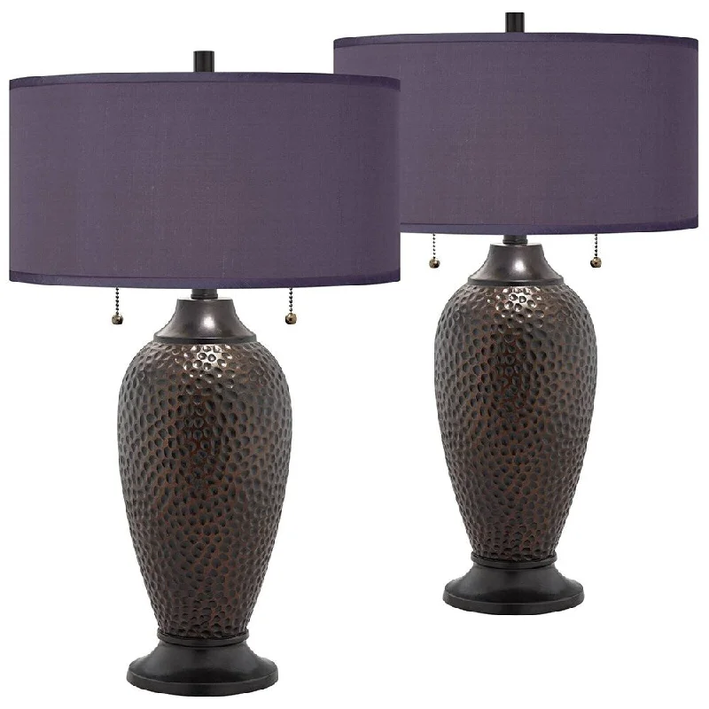 coastal style table lamps with nautical elements for beach housescoastal style table lamps with nautical elements for beach housesFarmhouse Table Lamps Set of 2 Oil-Rubbed Bronze Eggplant Shade - 15" x 24"