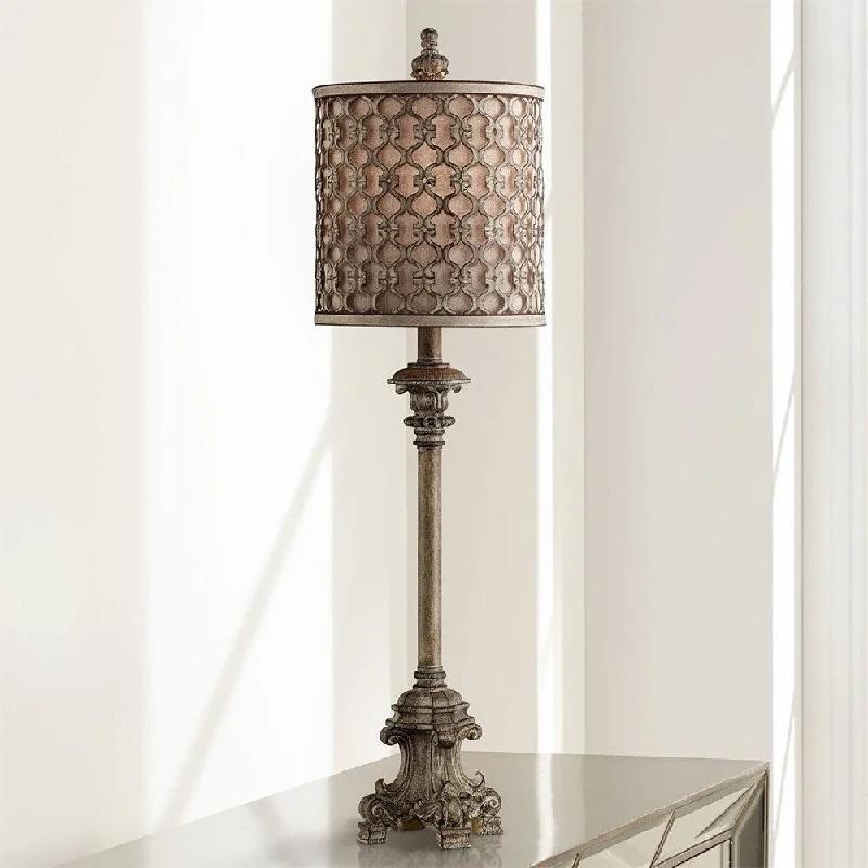 coastal style table lamps with nautical elements for beach housescoastal style table lamps with nautical elements for beach housesFrench Buffet Table Lamp Beige Scroll Metal Lattice for Living Room - 9" x 34"