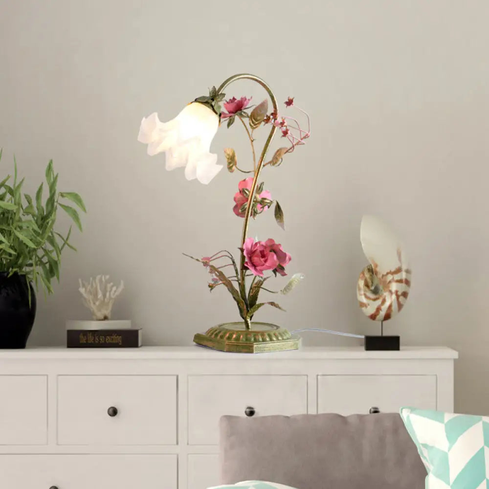 glass table lamps with a frosted surface for soft light diffusionglass table lamps with a frosted surface for soft light diffusionMilky Glass Ruffle Nightstand Lamp - Pastoral Style | Bedroom Night Light with Flower Deco | Green Arm glass table lamps with a frosted surface for soft light diffusionglass table lamps with a frosted surface for soft light diffusionMilky Glass Ruffle Nightstand Lamp - Pastoral Style | Bedroom Night Light with Flower Deco | Green Arm