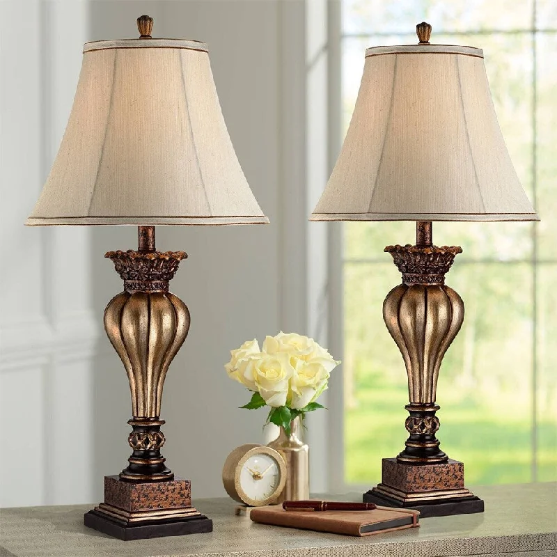 metal table lamps with a matte black finish for a sleek appearancemetal table lamps with a matte black finish for a sleek appearanceHill Senardo 30" High Gold Floral Vase Table Lamps Set of 2 - 14" x 30"