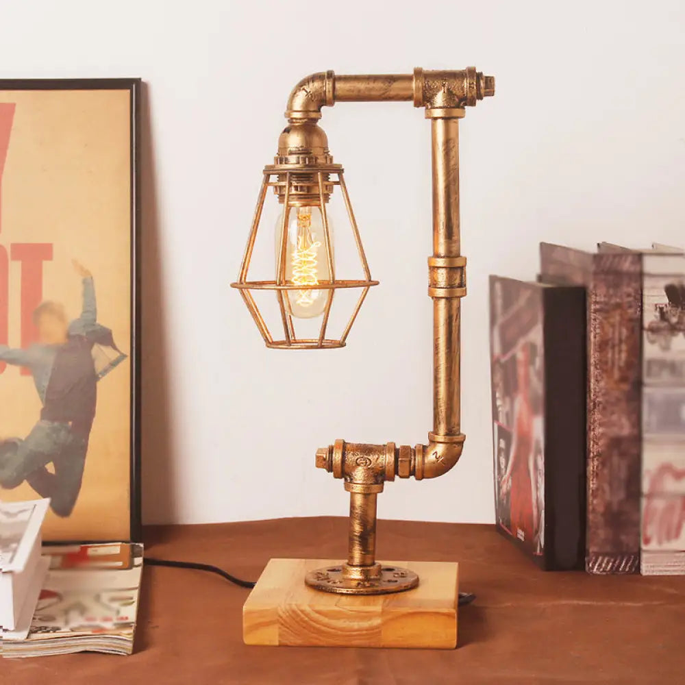 glass table lamps with a frosted surface for soft light diffusionglass table lamps with a frosted surface for soft light diffusionBronze Industrial Piped Table Lamp with Wooden Base - 1 Head Metal Lighting for Living Room