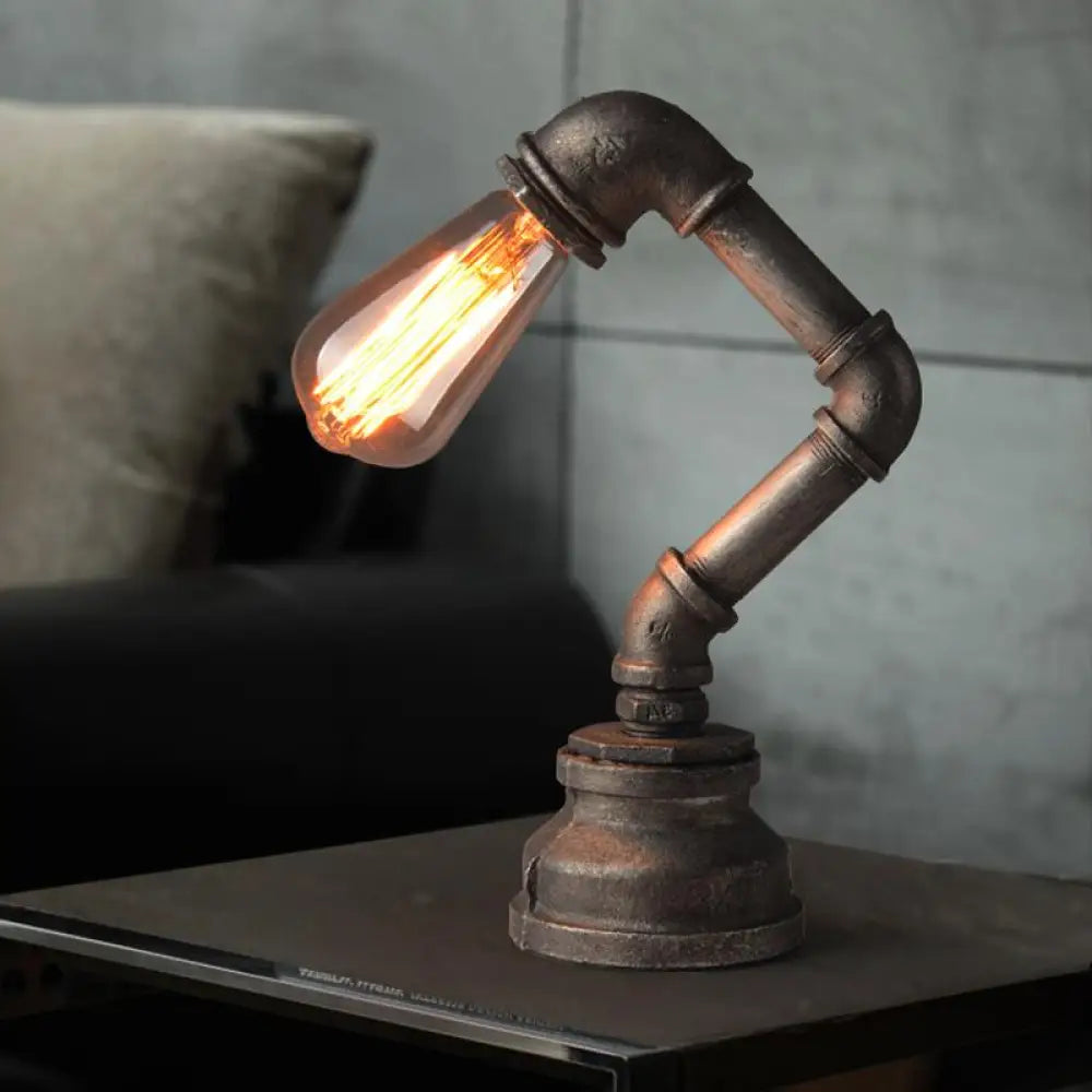 gothic style table lamps with dark finishes for a mysterious lookgothic style table lamps with dark finishes for a mysterious lookIndustrial Water Pipe Table Light with Exposed Bulb - Wrought Iron Mini Standing Lamp in Bronze